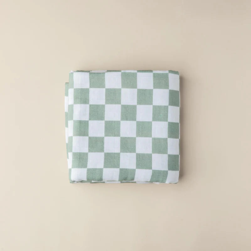 Snug as a bug & co - 100% Organic Cotton Muslin Swaddle Gingham Moss