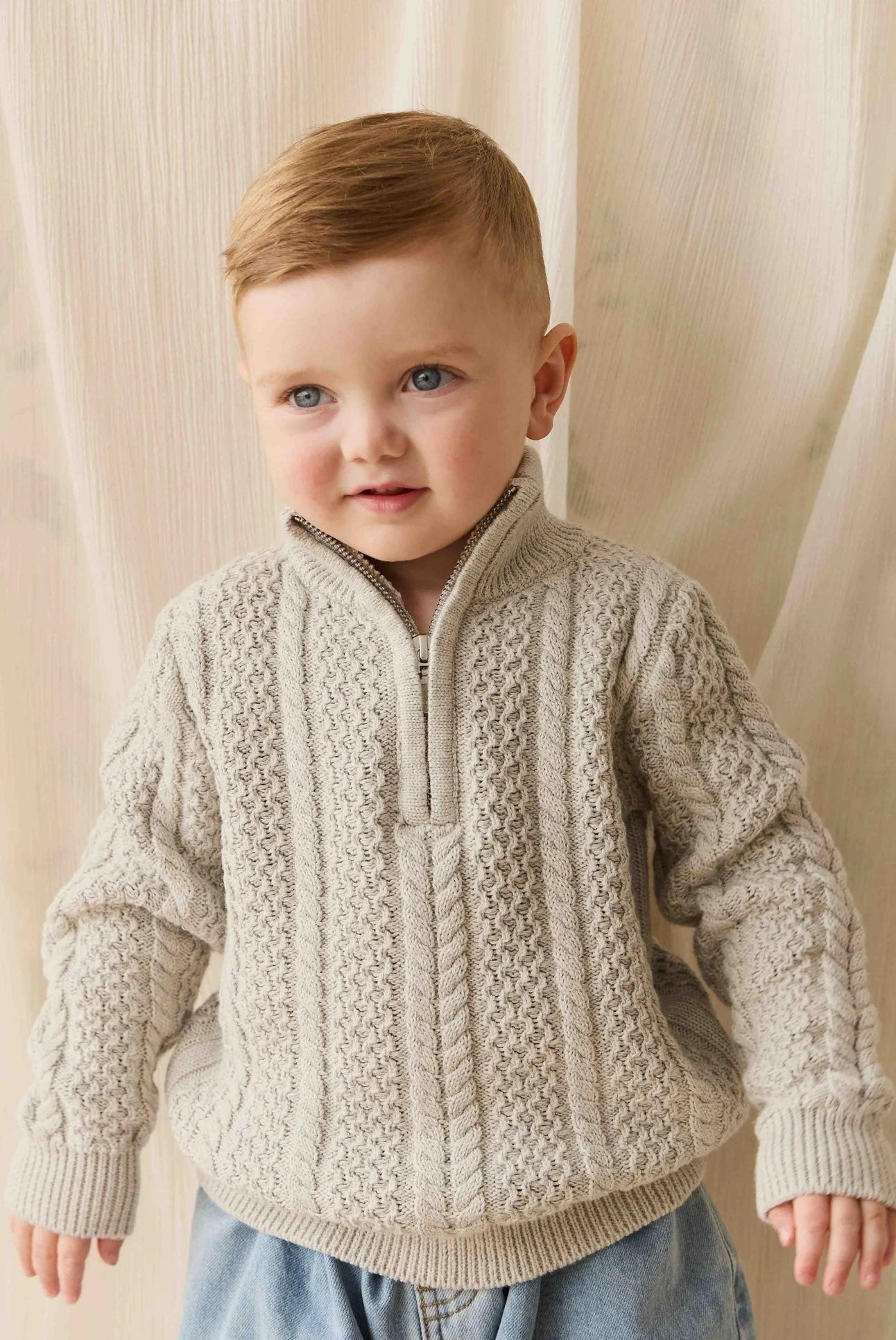 Jamie Kay Clyde Half Zip Jumper Light Grey Marle