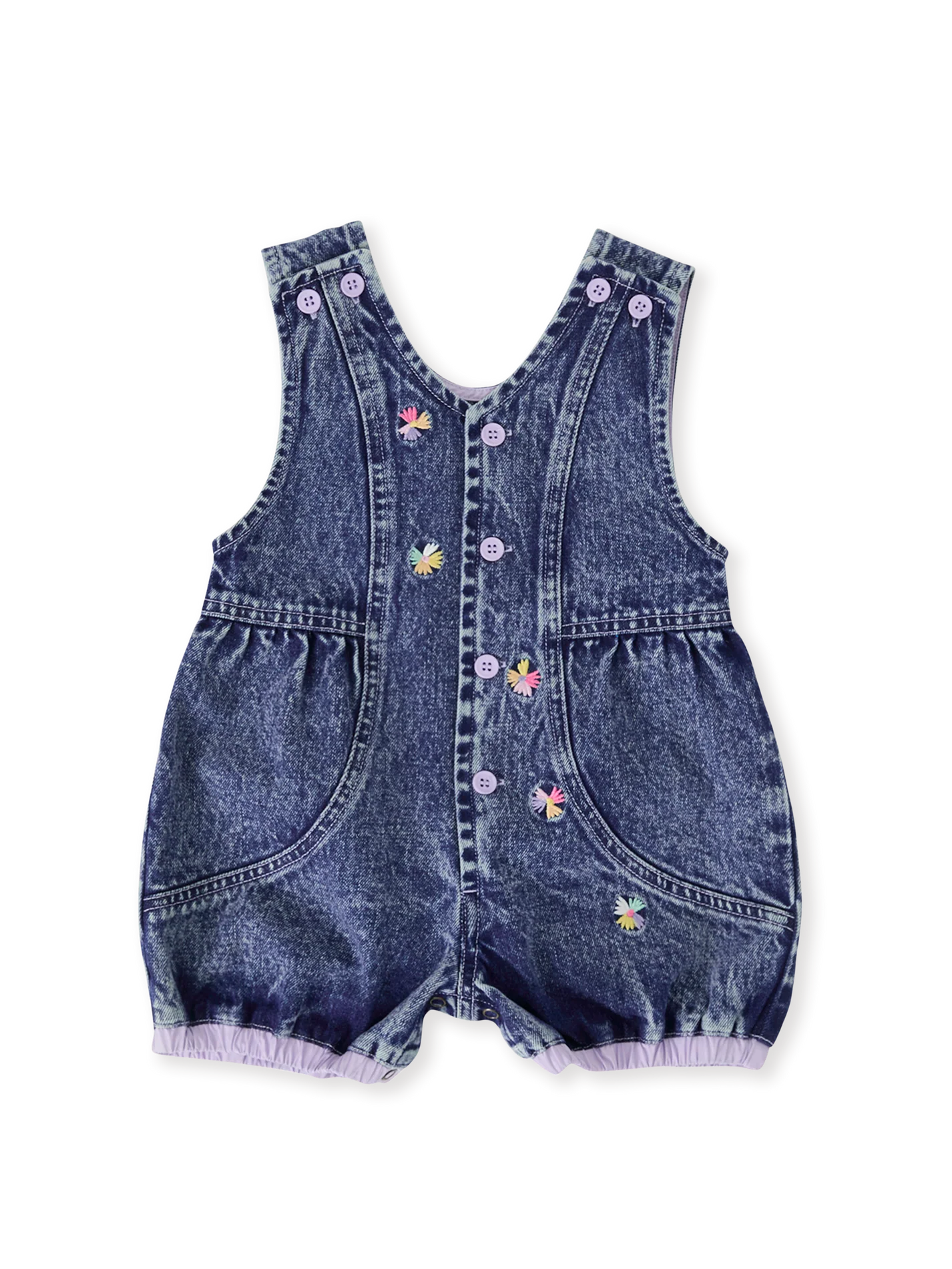 Goldie + Ace Macy Crossover Denim Shortalls Daisy Sprinkles
