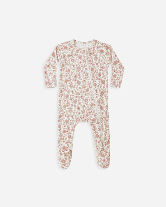 Quincy Mae - Bamboo Zip Footie -  Bloom
