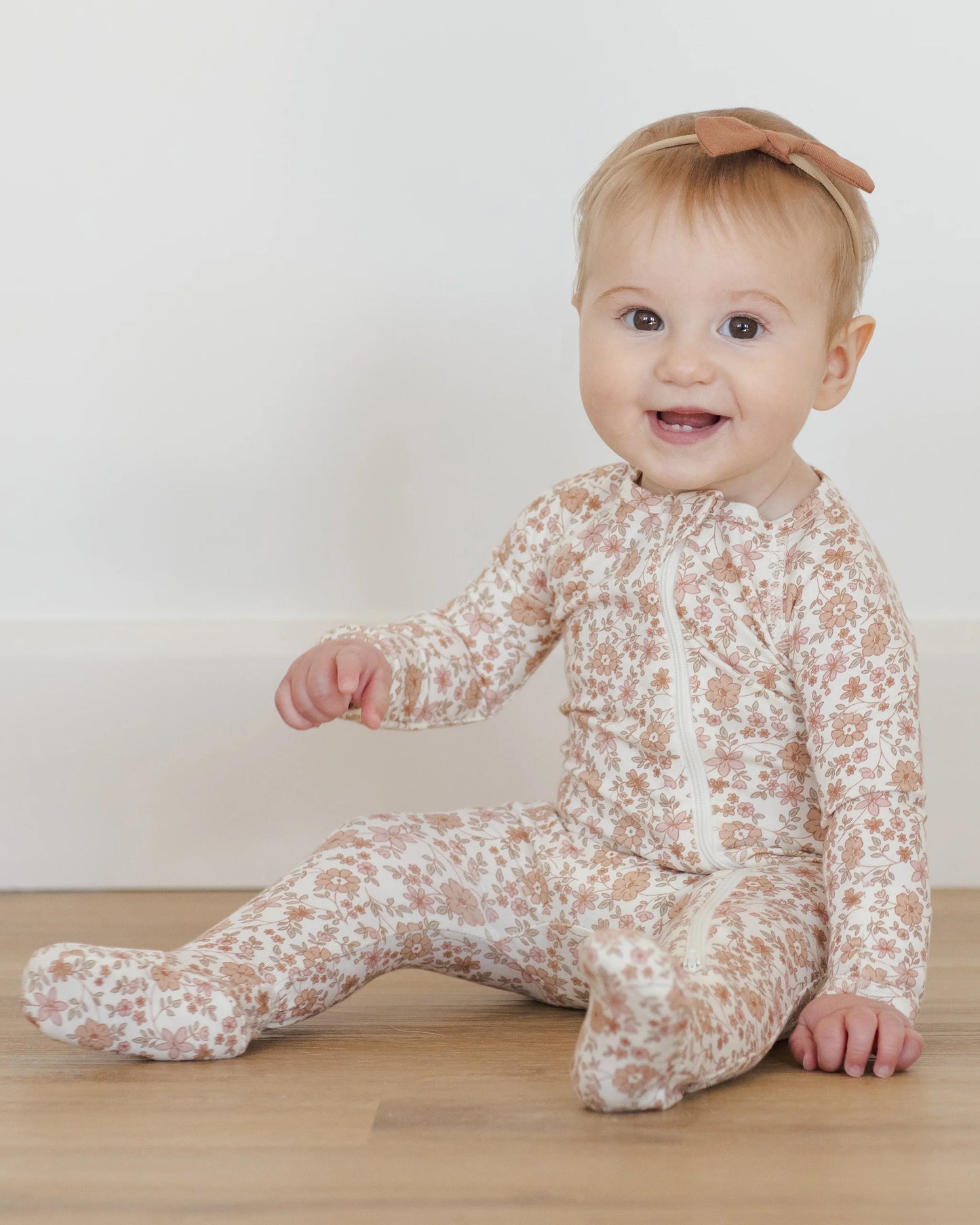 Quincy Mae - Bamboo Zip Footie -  Bloom