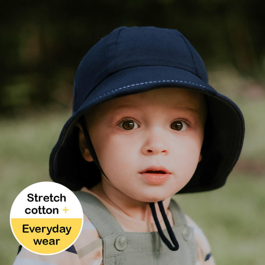 Bedhead hats Toddler Bucket Hat Navy - UPF50+ Stretch Comfort Anti-flop Brim
