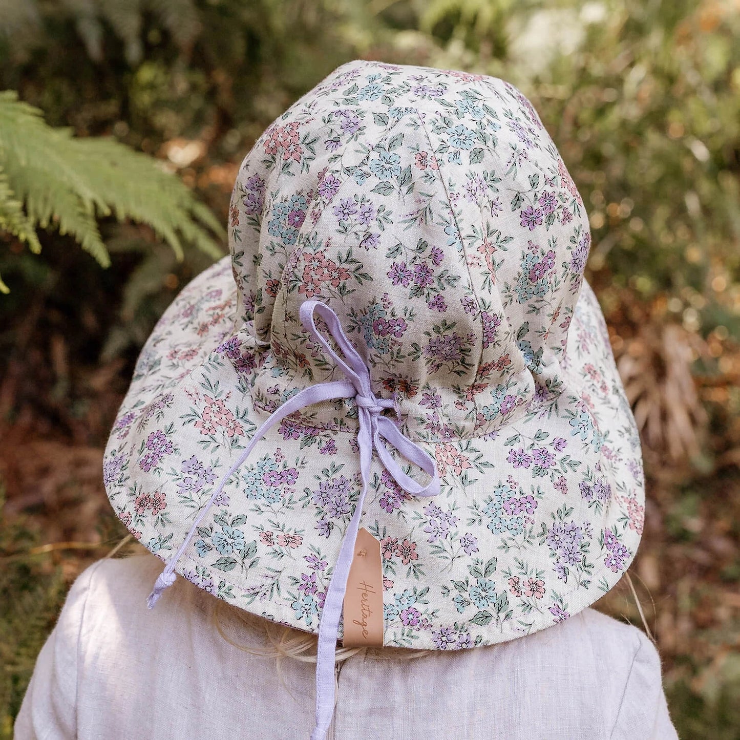 Bedhead hats 'Wanderer' Panelled Bucket Sun Hat Laura/Viola -   100% LINEN, REVERSIBLE & UPF50+ EXCELLENT PROTECTION