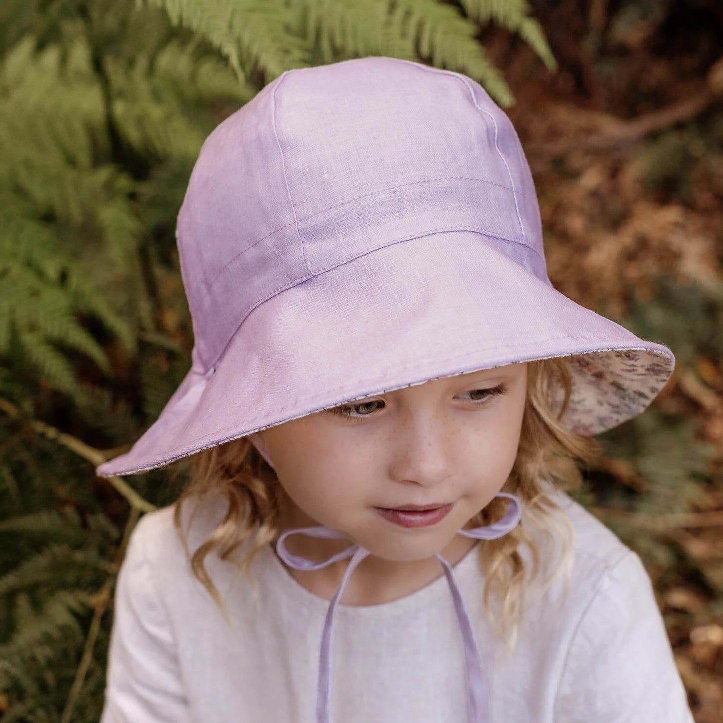 Bedhead hats 'Wanderer' Panelled Bucket Sun Hat Laura/Viola -   100% LINEN, REVERSIBLE & UPF50+ EXCELLENT PROTECTION