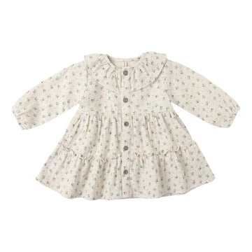 Quincy Mae Dress Ruffle Collar Button Dress Bluebell