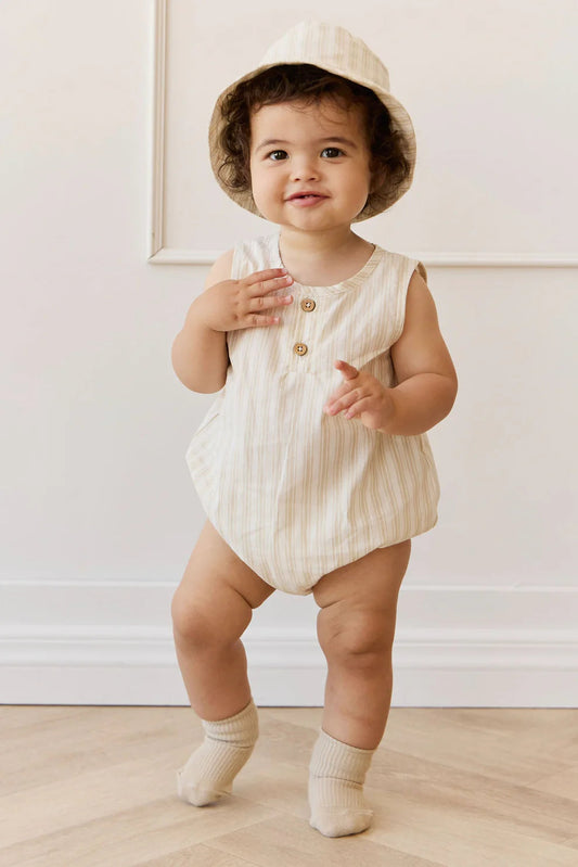 Jamie Kay- Organic Cotton Archie Playsuit Variegated Stripe Foam