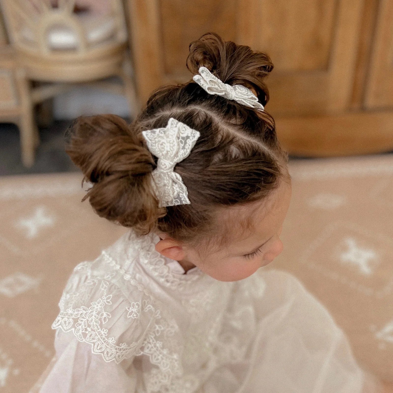 Little Marshmallow Lace Pigtail Set Primrose