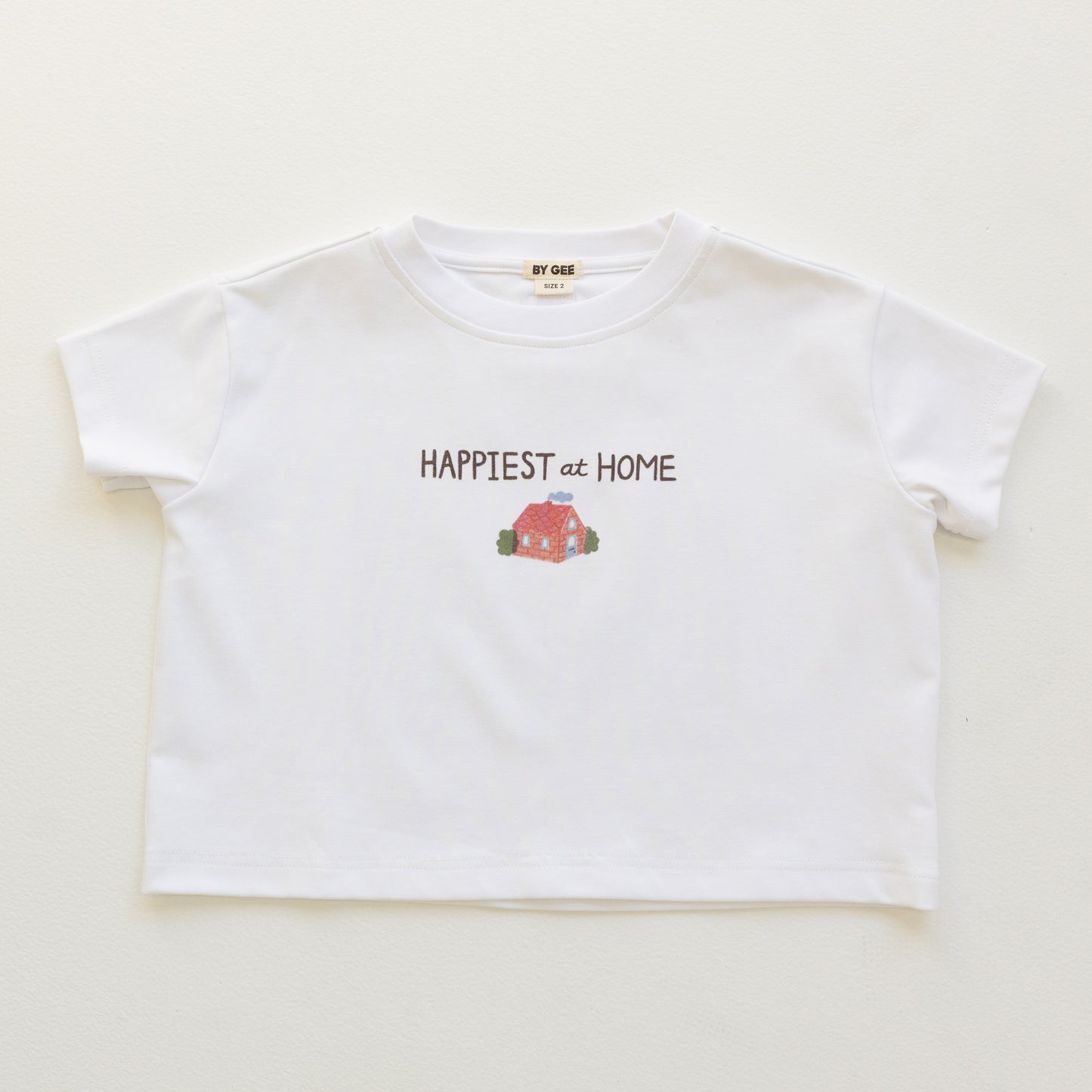 BY GEE Happy At Home Oversized Boxy Tee - White