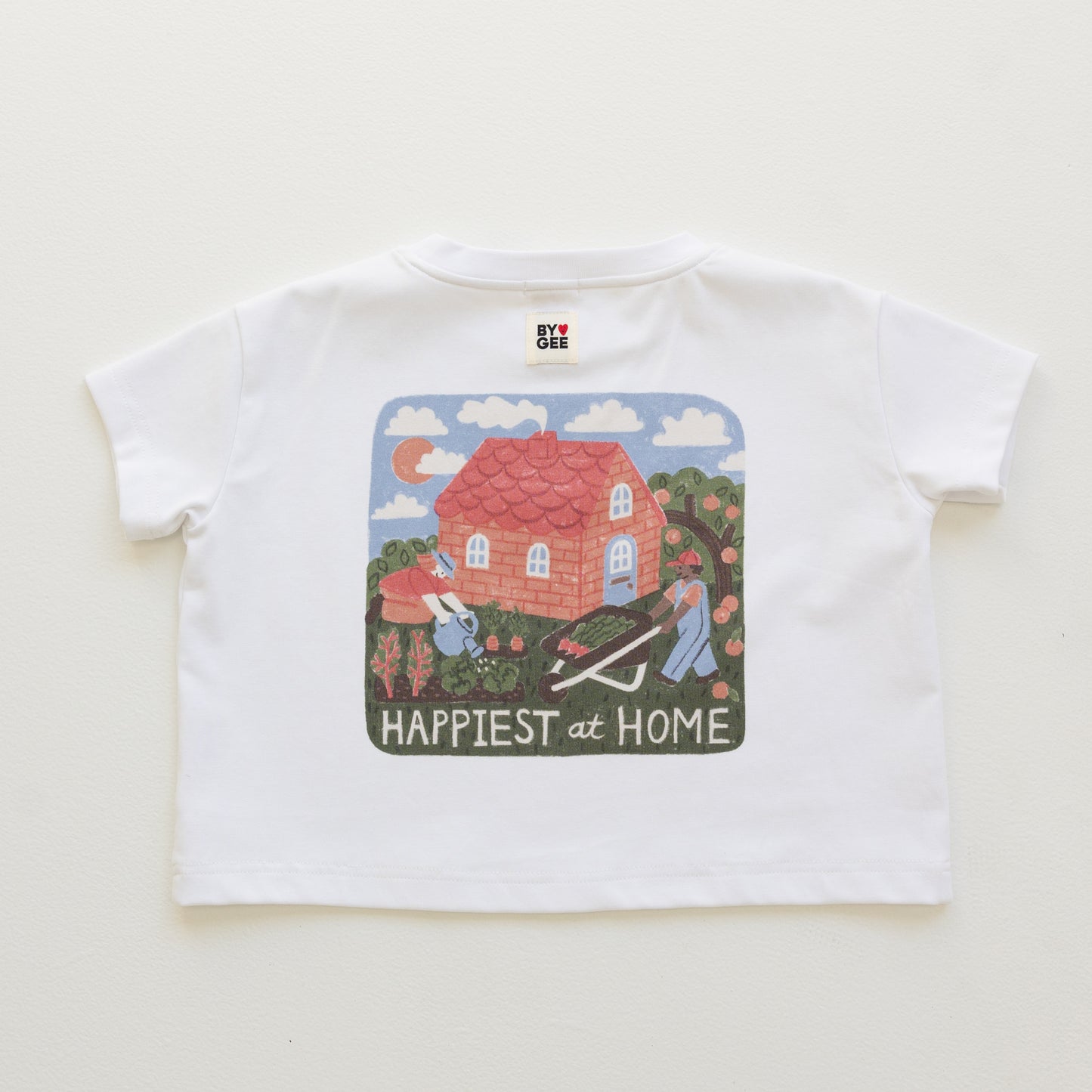 BY GEE Happy At Home Oversized Boxy Tee - White