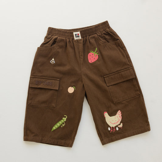 BY GEE Cropped Wide Leg Cargo Pant - Chocolate