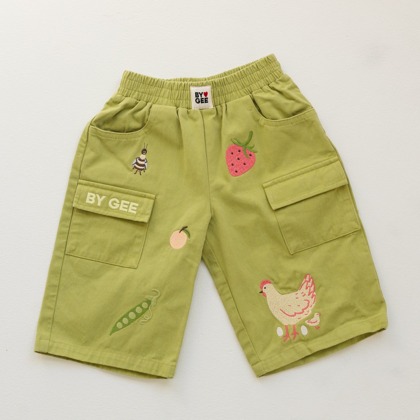 BY GEE Cropped Wide Leg Cargo Pant - Apple