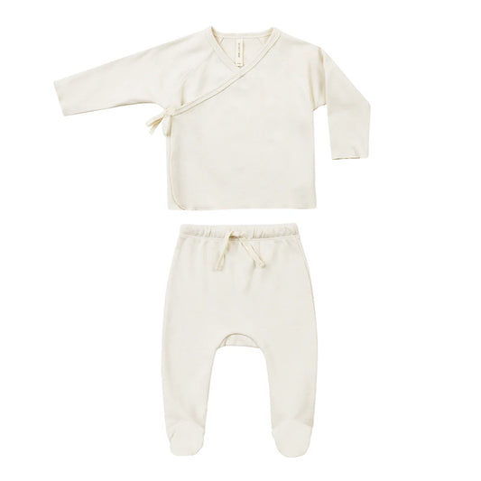 Quincy Mae Kimono Top + Footed Pant - Ivory