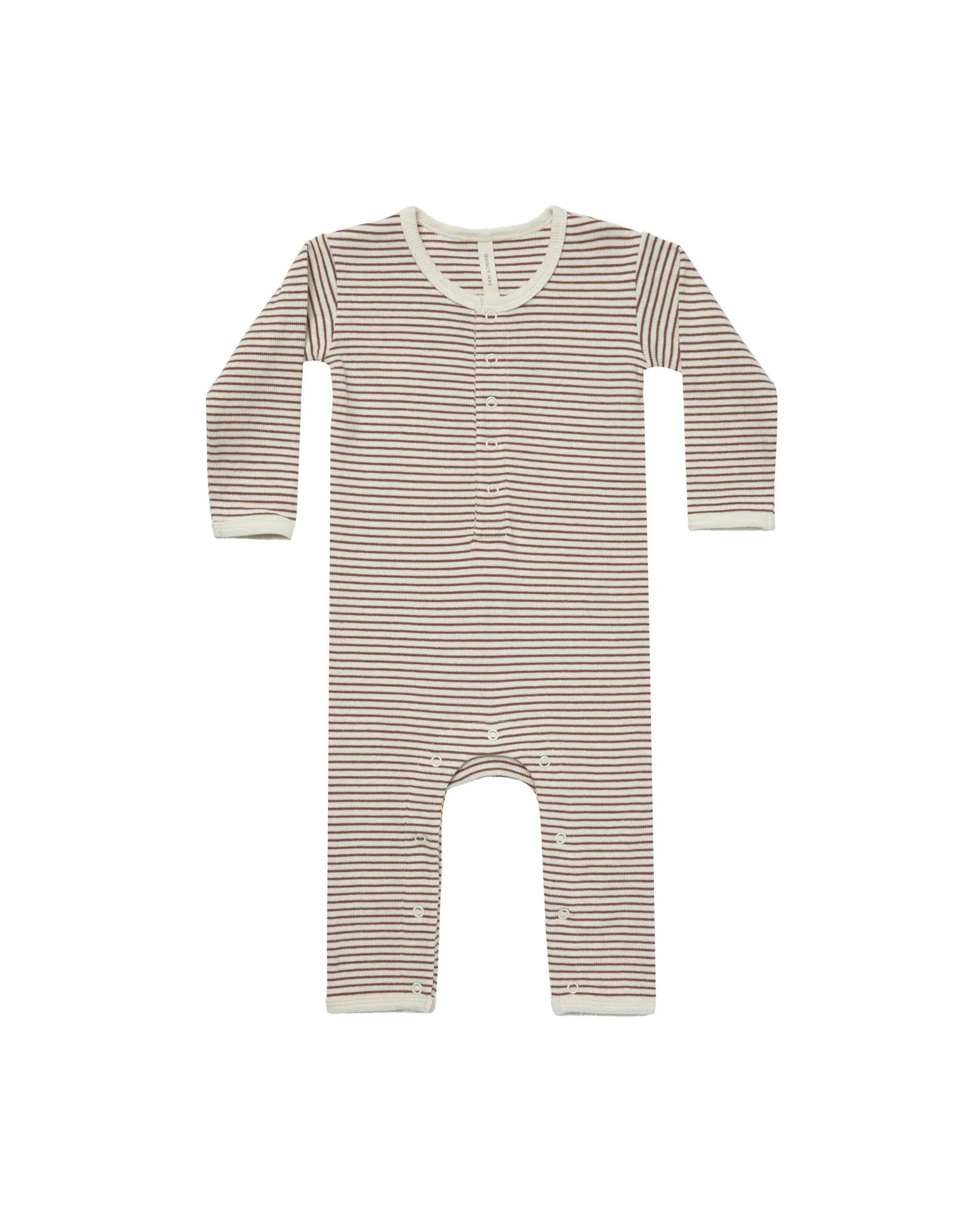 Quincy Mae - Ribbed Baby Jumpsuit Plum Stripe