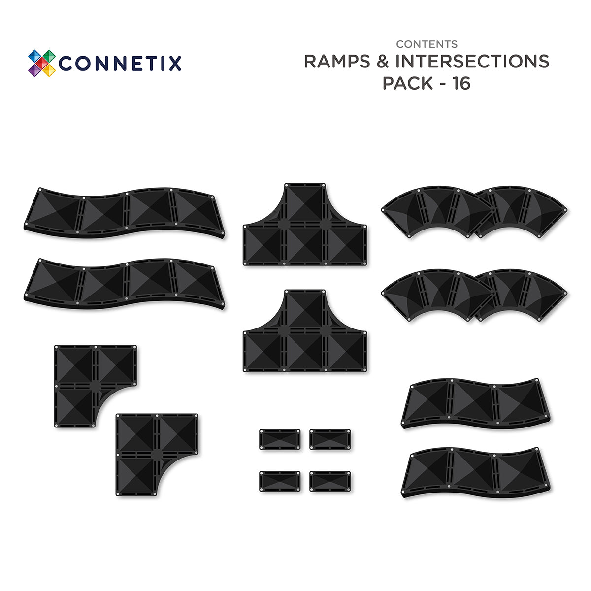 Connetix -  Road Ramps and Intersections Pack 16 Piece