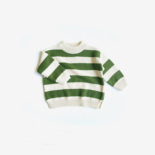 The Rest - Organic Cotton Knit Jumper - Clover Rubgy Stripe
