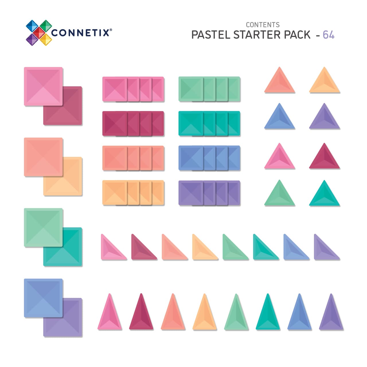 Connetix - Pastel 64 Piece Starter Pack