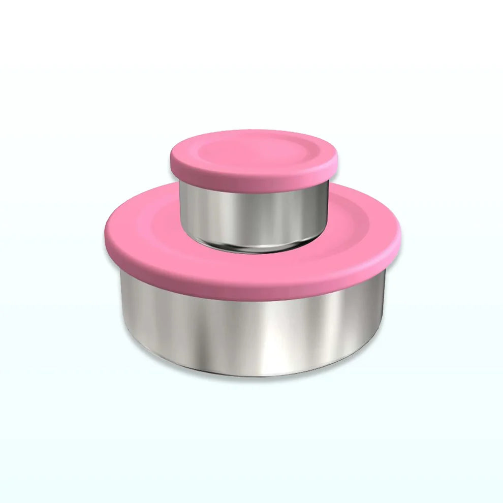 EcoCocoon Stainless Steel Snack Pots - Pink Rose