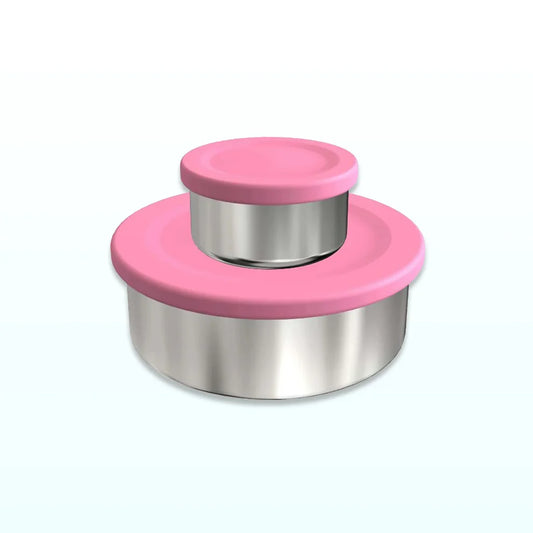 EcoCocoon Stainless Steel Snack Pots - Pink Rose