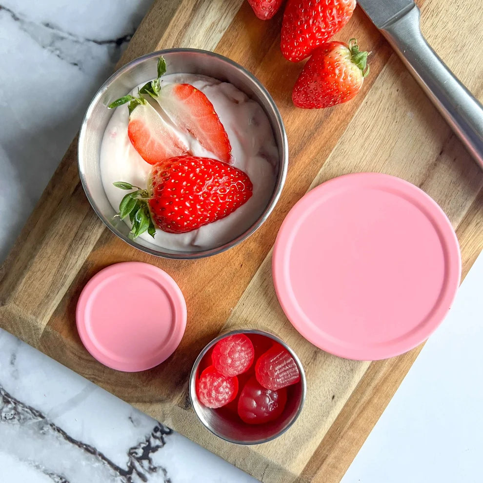 EcoCocoon Stainless Steel Snack Pots - Pink Rose
