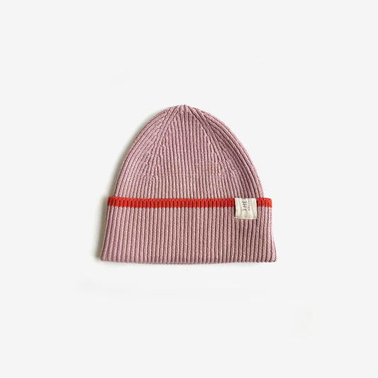 The Rest - Organic Cotton Rib Beanie - Bubblegum Tomato Dip