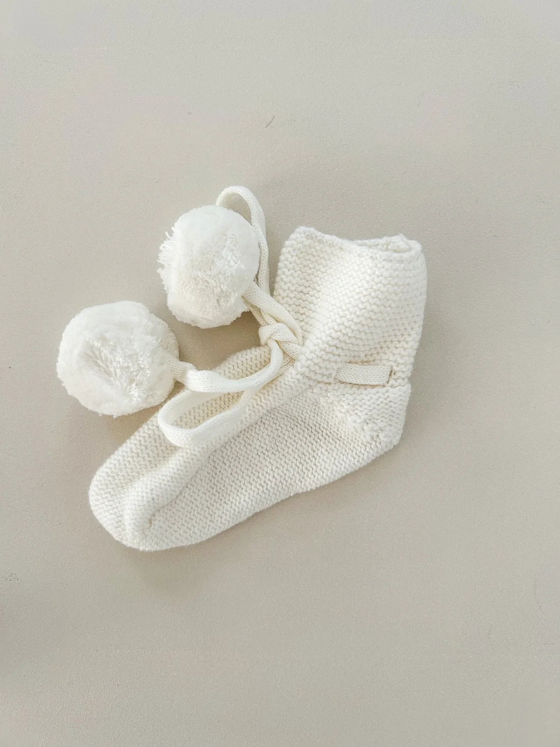 Petite and Co Pom Pom Sock Booties Milk