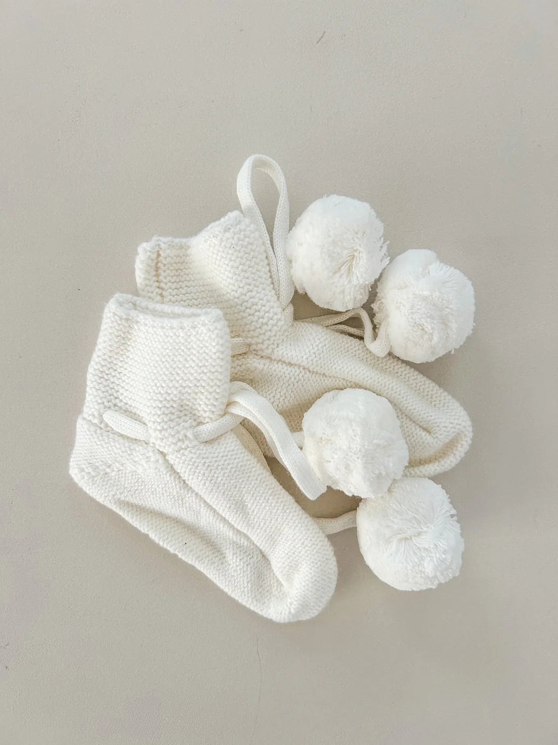 Petite and Co Pom Pom Sock Booties Milk