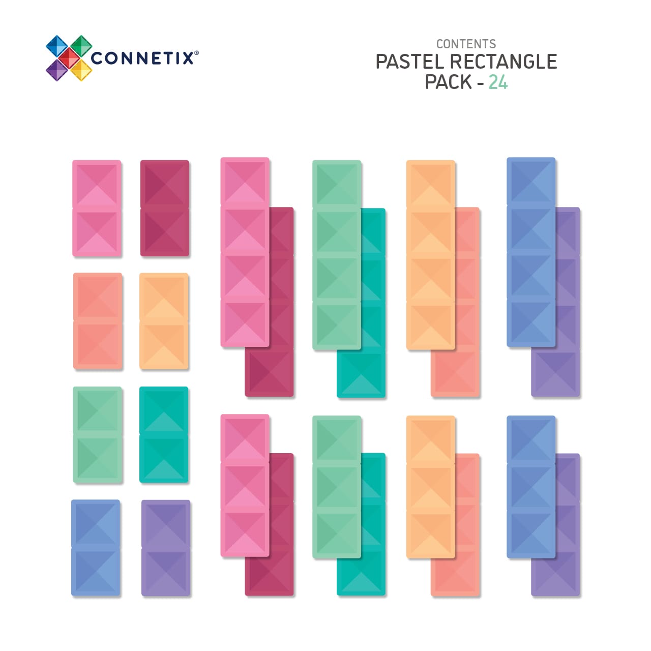 Connetix Pastel 24 Piece Rectangle Pack