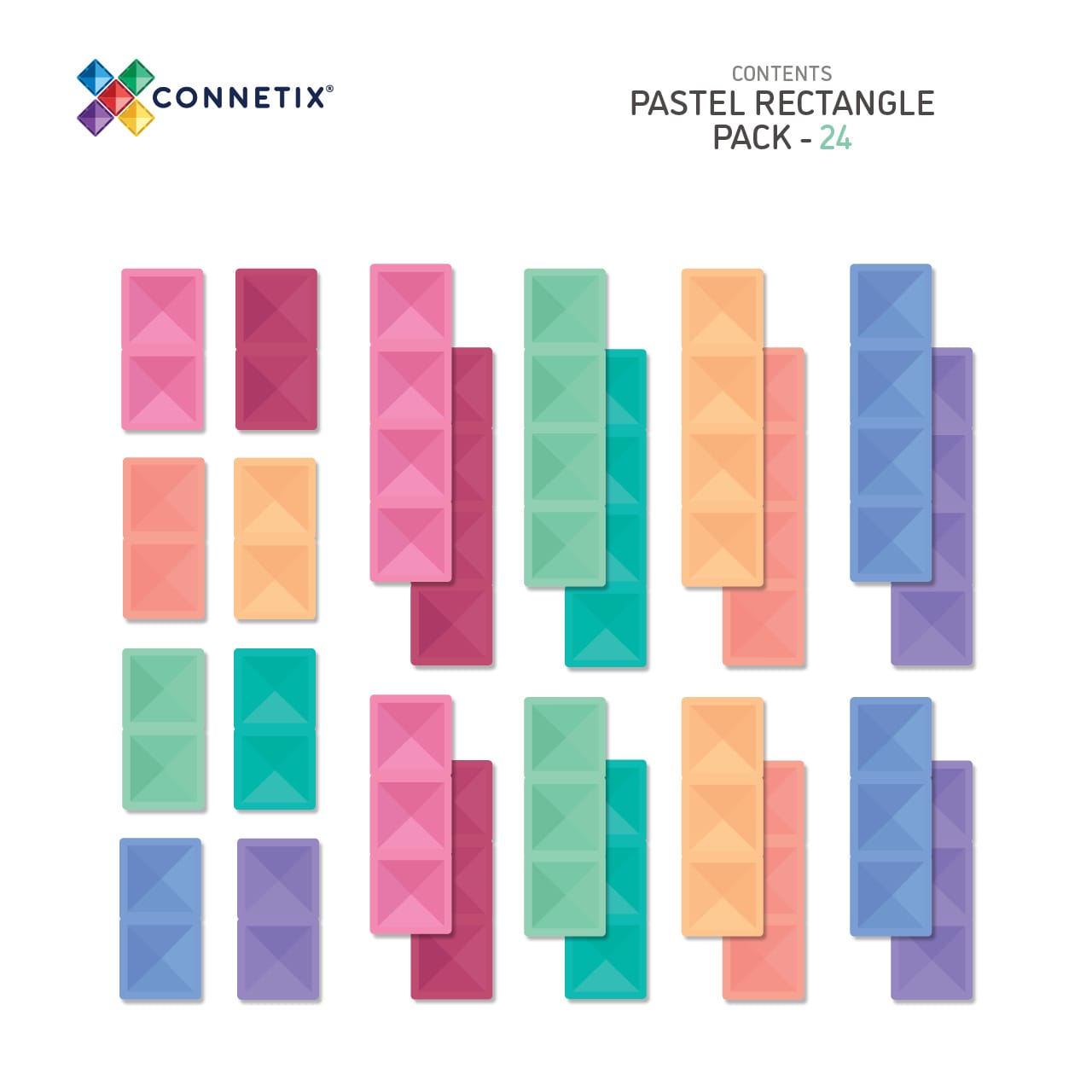 Connetix - Pastel 24 Piece Rectangle Pack