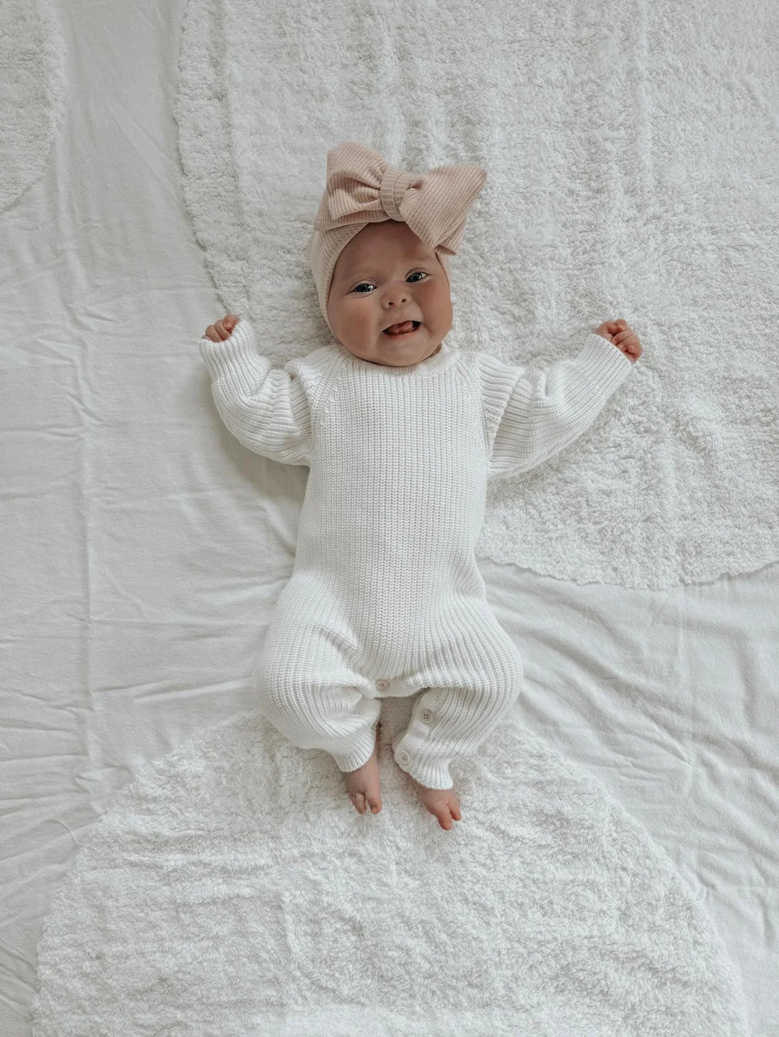 Petite and Co Long Ribbed Romper Milk