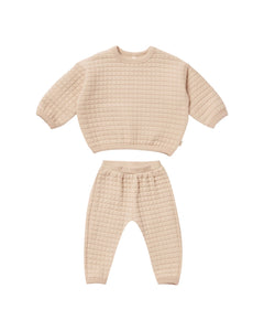 Quincy Mae - Quilted Sweater & Pant Set Shell