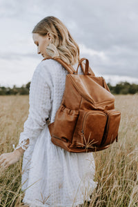 OiOi Faux Leather Nappy Backpack - Tan