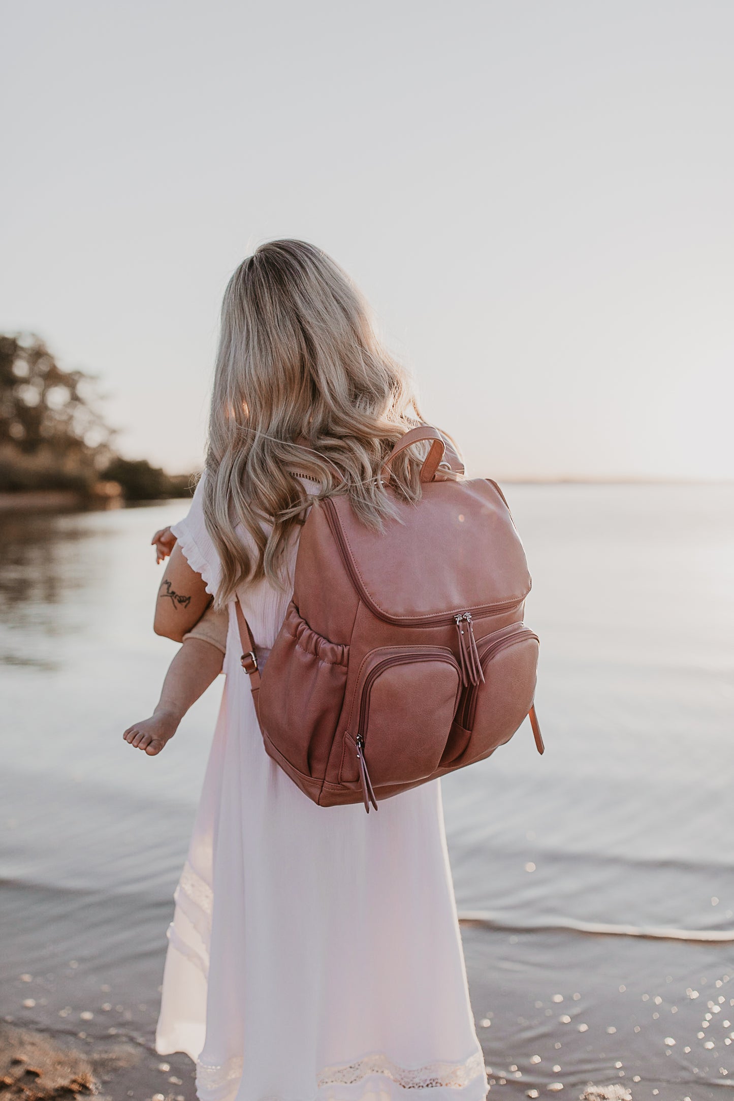 OiOi Faux Leather Nappy Backpack - Dusty Rose