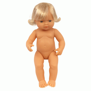 Miniland Doll Anatomically Correct Baby, Caucasian Girl 38cm