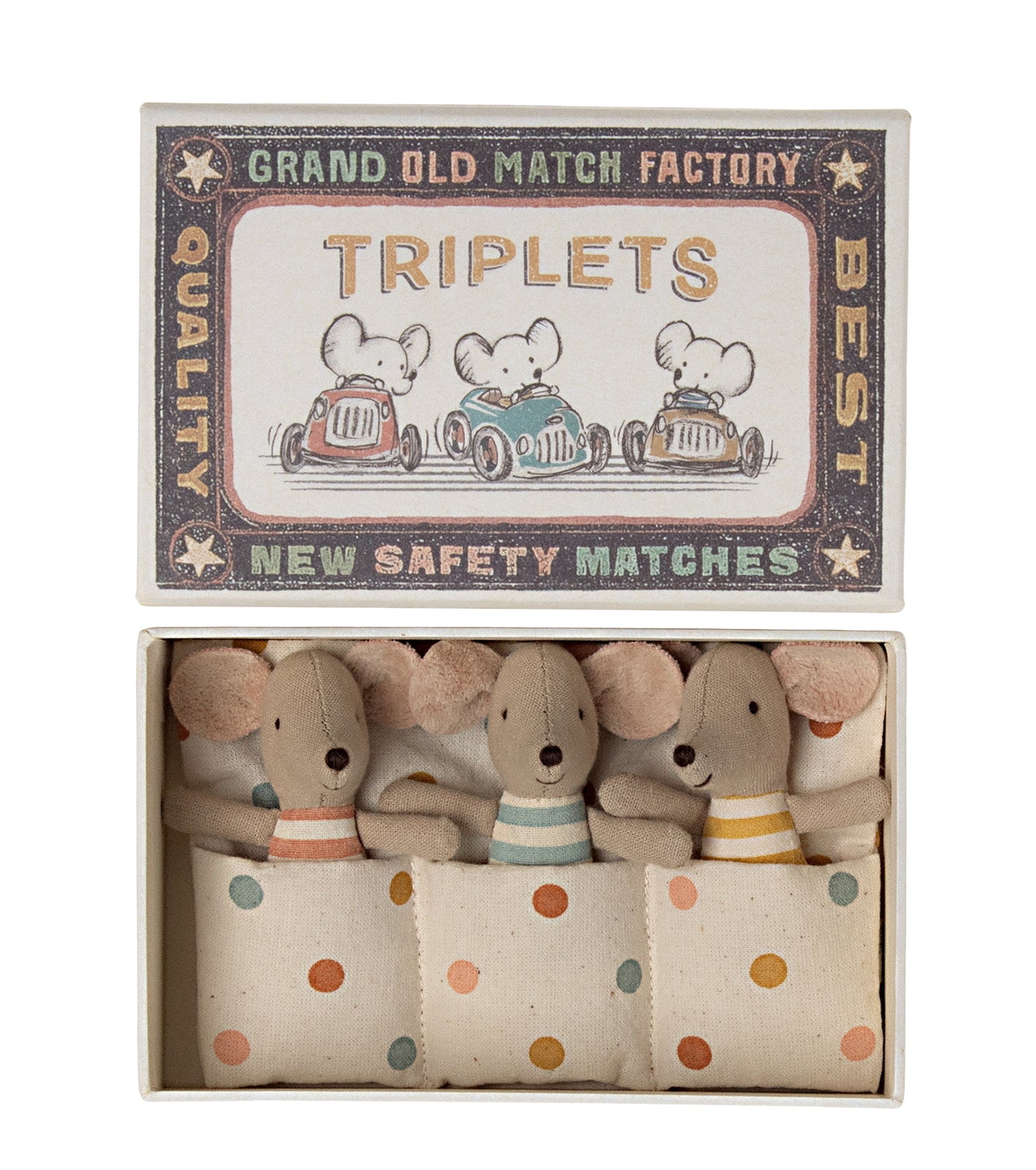 Maileg Triplets Baby Mice in Matchbox