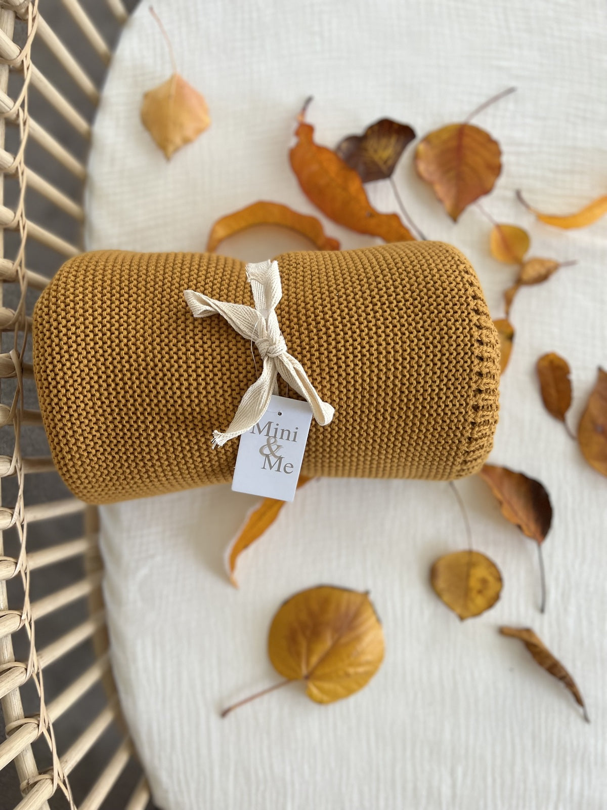 Mini & Me - Cabe Knit Blanket Mustard