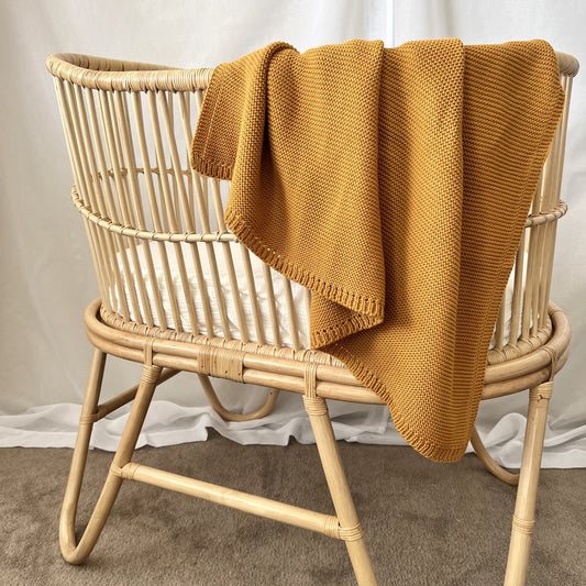 Mini & Me - Cabe Knit Blanket Mustard