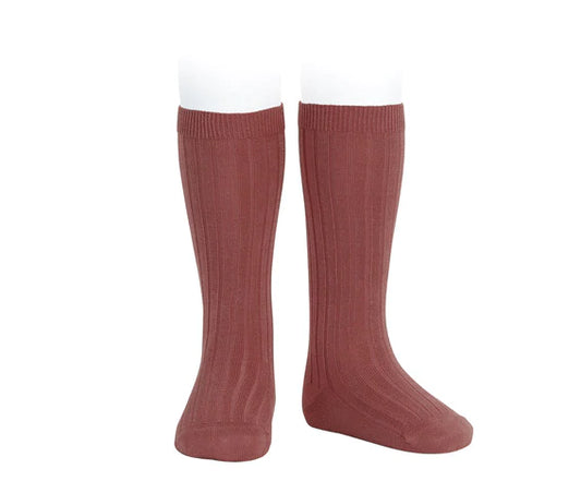 Condor - Ribbed Knee High Socks. Marsala 2016/2 COL 126