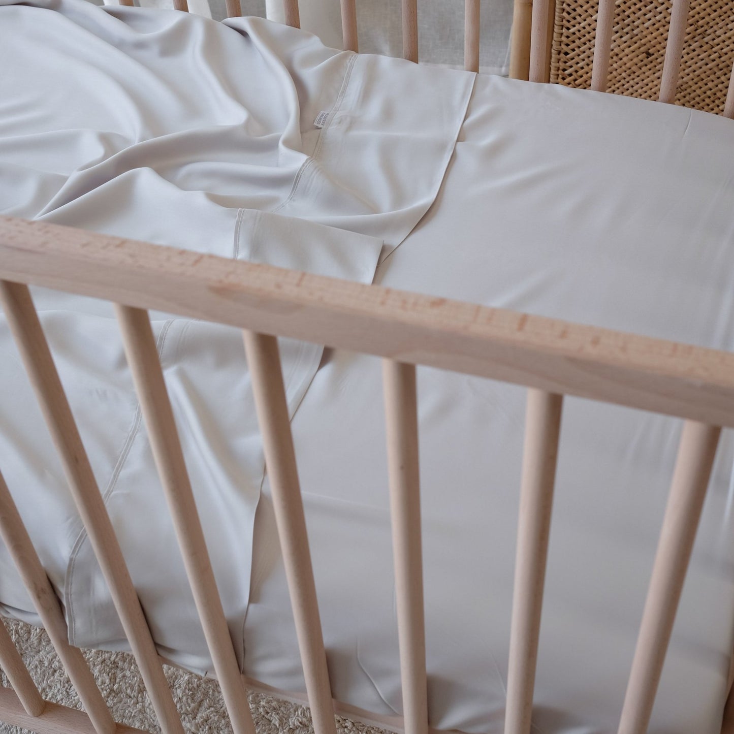 Mulberry Threads 100% Organic Cotton Bamboo Cot Sheet - Silver