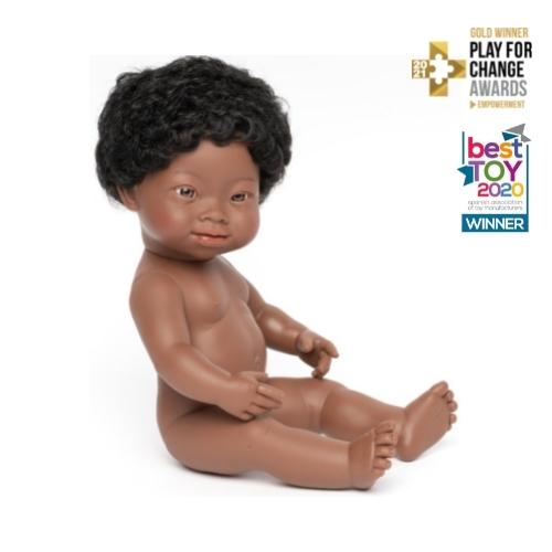 Miniland Doll Anatomically Correct Down Syndrome African Boy 38cm