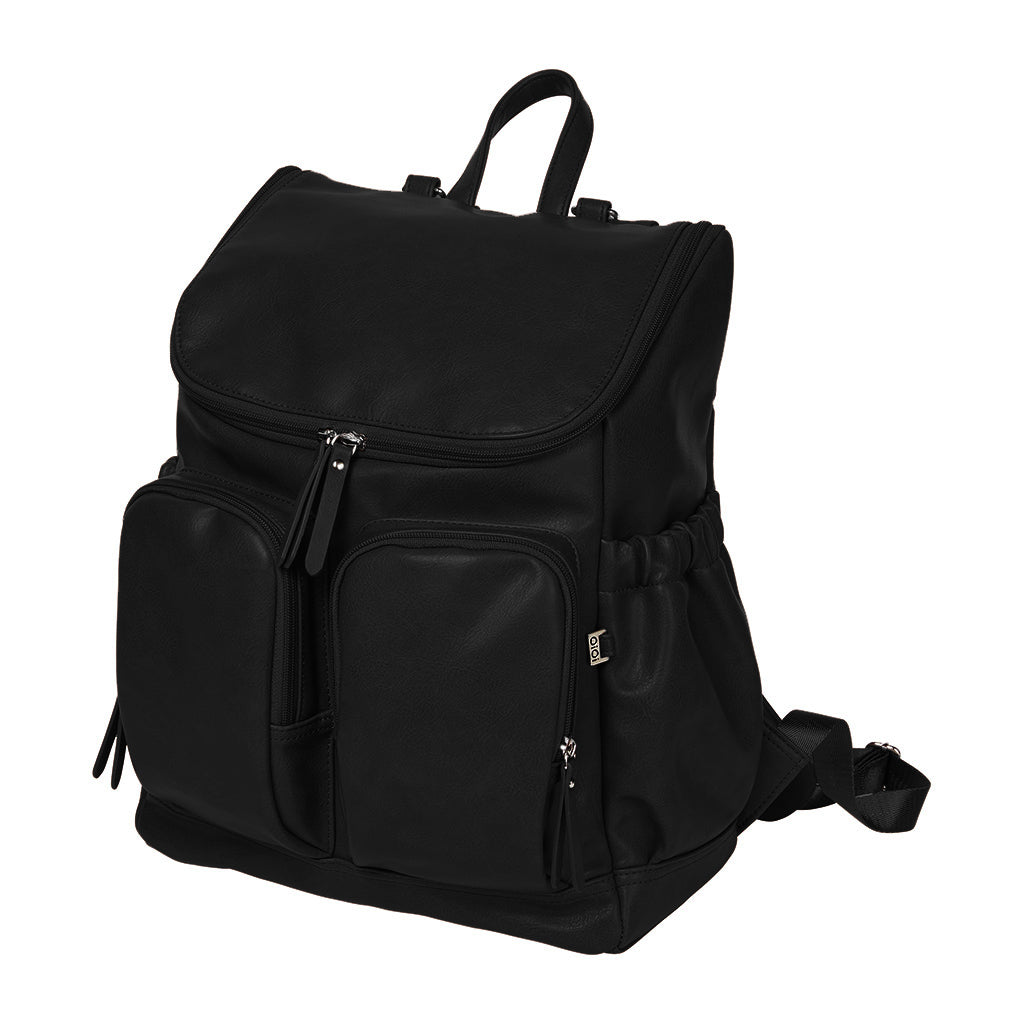 OiOi Faux Leather Nappy Backpack - Black