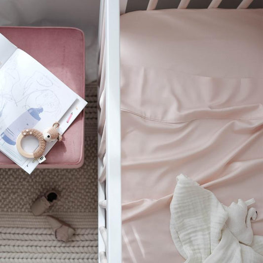 Mulberry Threads 100% Organic Cotton Bamboo Cot Sheet - Blush