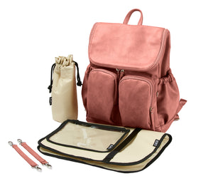 OiOi Faux Leather Nappy Backpack - Dusty Rose