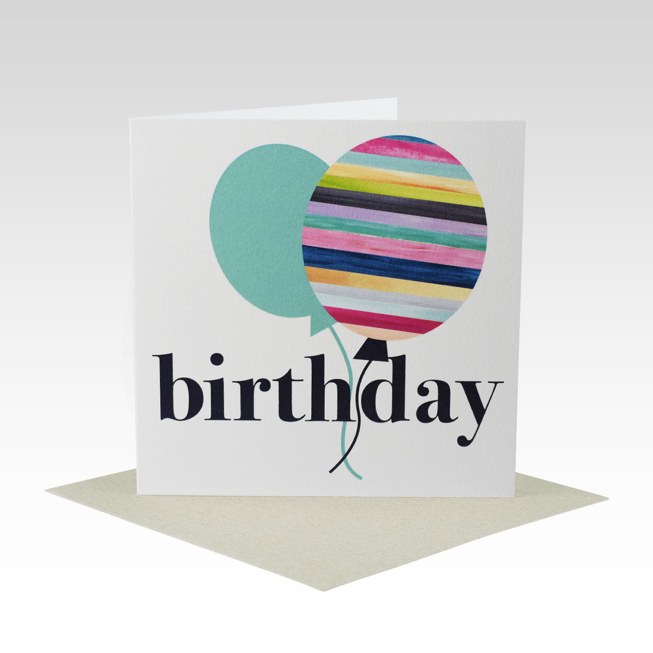 Rhicreative Greeting Card - Striped Balloon Happy Birthday