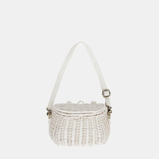 Olli Ella Rattan Mini Chari Rattan Bag White