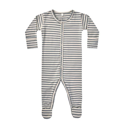 Quincy Mae Full Snap Footie Sea Green Stripe