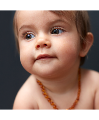 Nature Baby Amber Teething Necklace - Cognac and Amber