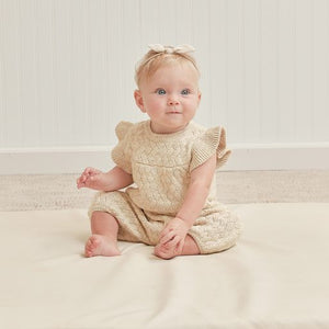 Quincy Mae Mira Knit Romper - Yellow, Ivory and Latte