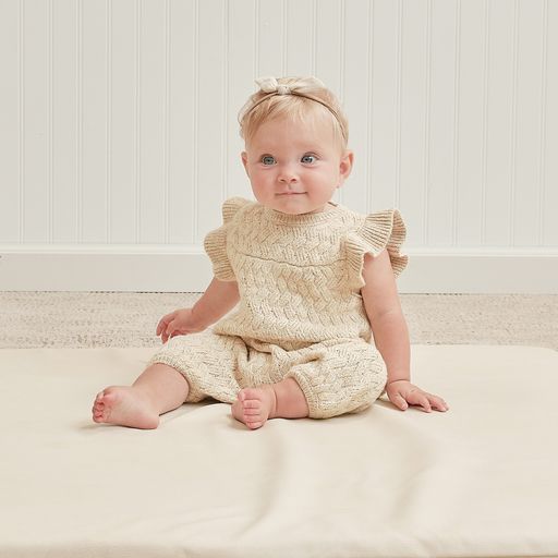 Quincy Mae Mira Knit Romper - Yellow, Ivory and Latte