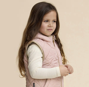 Crywolf Reversible Hooded Yeti Vest Dusty Pink/Camel