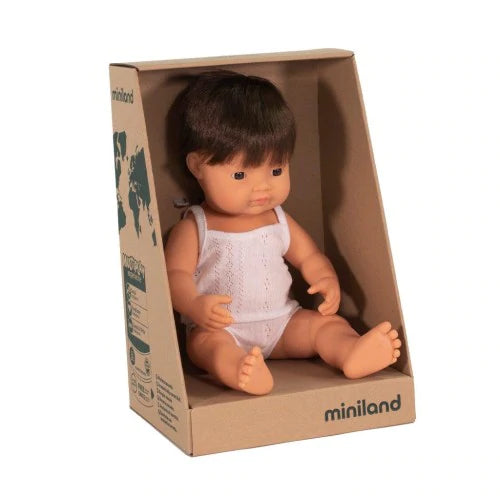 Miniland Doll Anatomically Correct Baby, Caucasian Boy Brunette 38cm